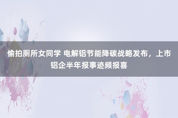 偷拍厕所女同学 电解铝节能降碳战略发布，上市铝企半年报事迹频报喜