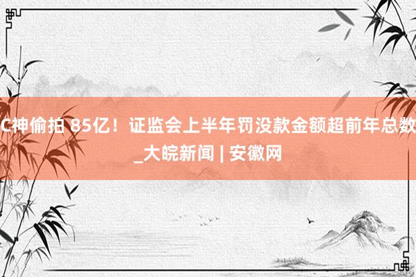 C神偷拍 85亿！证监会上半年罚没款金额超前年总数_大皖新闻 | 安徽网